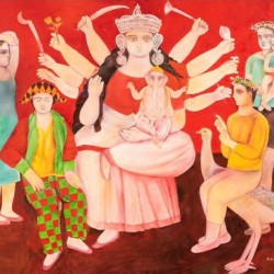 Sakti-Burman-Maa-Durga-oil-on-canvas-44.75-x-57.5-ins-2018